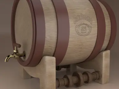 barril wooden barrel Free 3D model