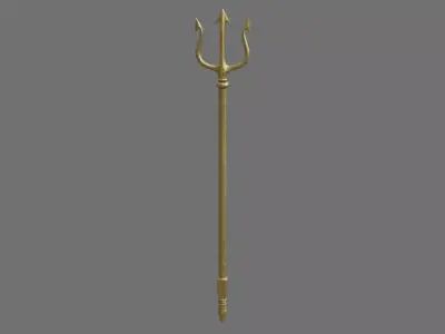 Trident 1 golden spear Low-poly 3D model