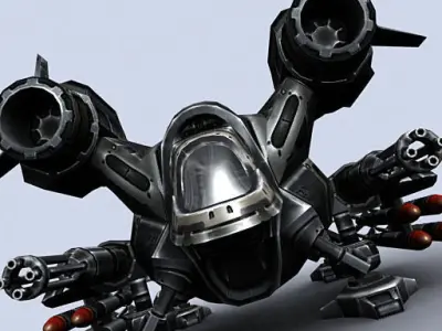 Sci-Fi Dropships collection Low-poly 3D model