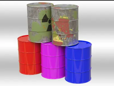 Low Poly Game Ready Military Nuke Barrel Prop Barrel Low-poly 3D model