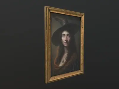 Old Portrait of Witch Free low-poly 3D model