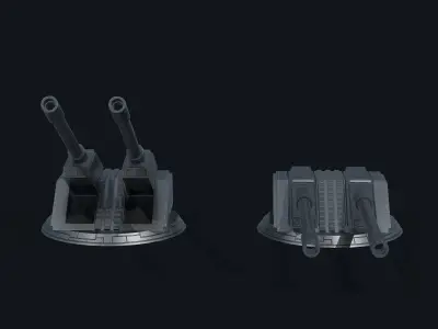 Spaceship Turret Z30 Low-poly 3D model