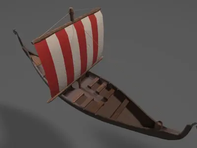 Viking Long Boat Low-poly 3D model