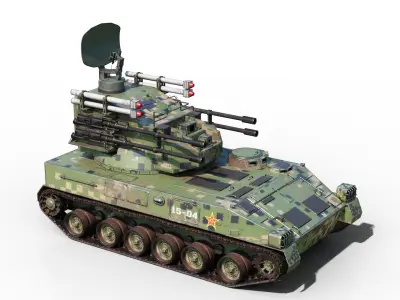 PBR Chinese PGZ-04 Self-Propelled Anti-Aircraft SPAAG Low-poly 3D model