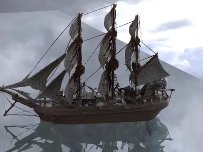 Frigate Ship improved 3D model 3D model