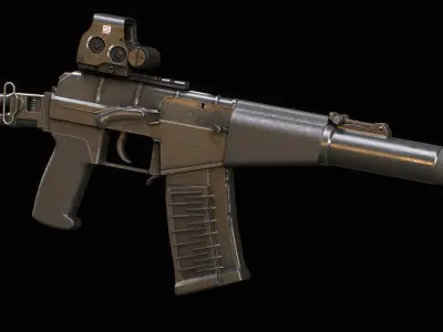 Silenced Weapon Pack Low-poly 3D model