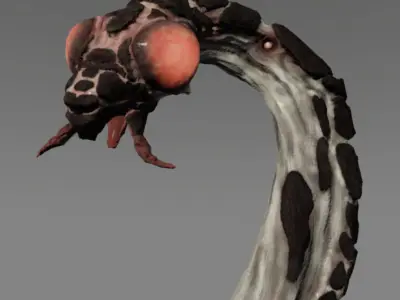 Insectoid Worm monster Low-poly 3D model