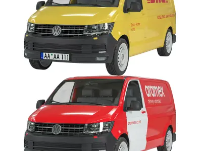 Volkswagen - Delivery Van 3D Model - for DHL - Aramex Low-poly 3D model