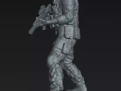 Special Forces Recon Operator STL Modern Military Miniature 3D print model