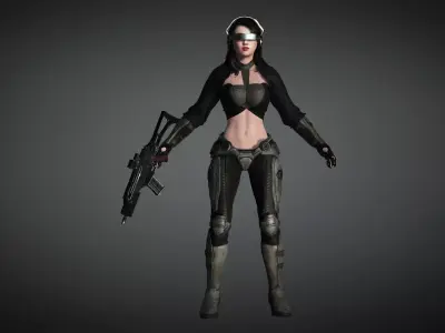 AAA Military Female Character 04 Low-poly 3D model