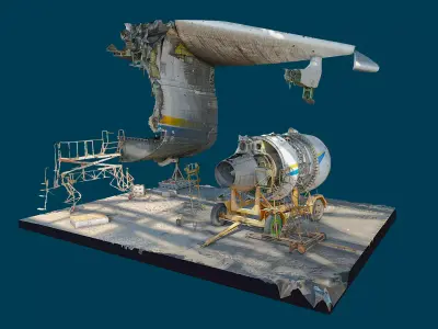 3D model - An-225 Real Mriya destroyed Engine - Ukraine 3D model