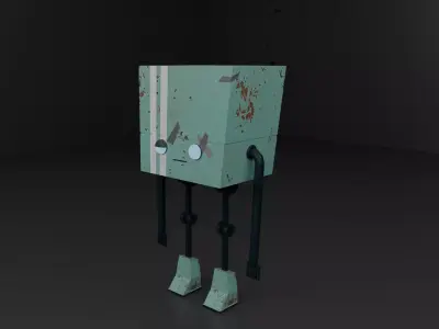 Low Poly Sci Fi Robot Combined- Separated 16 Part Model Low-poly 3D model