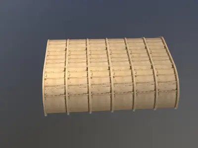 Military Airport Shed - simple aircraft hangar - desert 3D model Low-poly 3D model