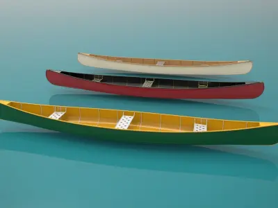 Canoe boat ship river 3D model