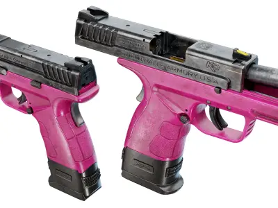 Hot Pink Pistol - Game Ready Low-poly 3D model