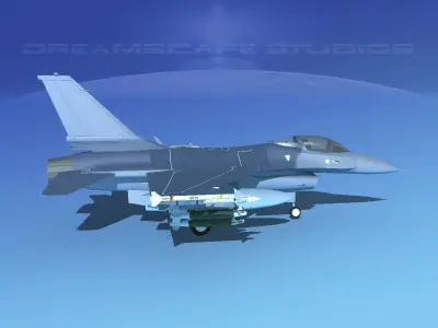Gen Dyn F-16A Falcon Unmarked 3D model