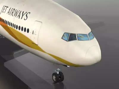 Boeing 777 low polygon Low-poly 3D model Jet Airways Low-poly 3D model