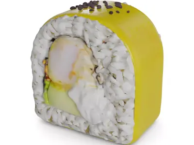 Sushi Crispy tiger prawn avocado cream mango sesame seeds 3D model
