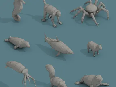 Low Poly Animal Isometric Icon Pack 03 Low-poly 3D model