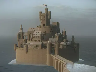 Spiral Castle Fortress Fantasy Hilltop Citadel Low-poly 3D model