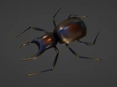 RIGED AND ANIMATED BEETLE Low-poly 3D model