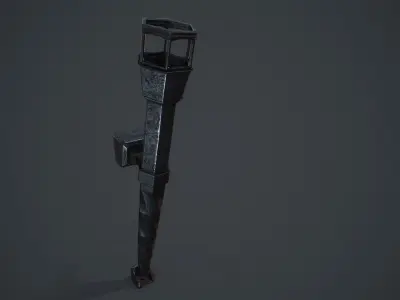 Medieval torch Free low-poly 3D model