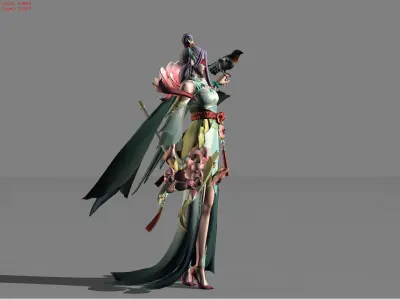 Pharsa Peony Bloom Low-poly 3D model