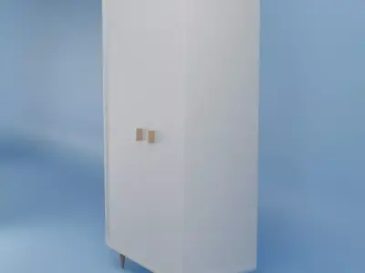 White MDF Wardrobe CL110 Free 3D model