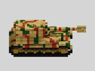 Jagdpanzer Elefant Tank Voxel Low-poly 3D model