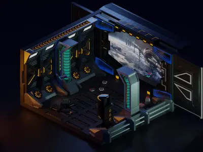 Low Poly Isometric - Spacecraft Low-poly 3D model