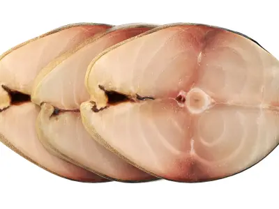 Smoked mackerel slices Low-poly 3D model