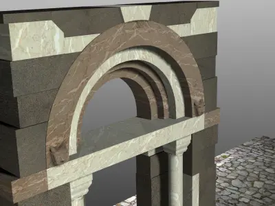 Medieval Romanic Style Portal no 3 Low-poly 3D model