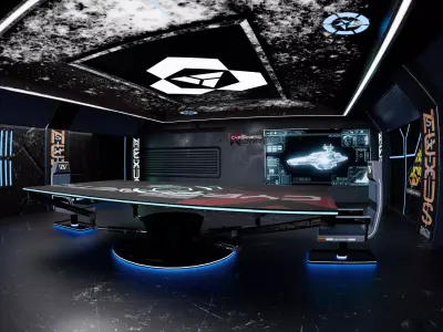 Sci-Fi Cybernetic Command Center Futuristic Holographic Briefing Low-poly 3D model