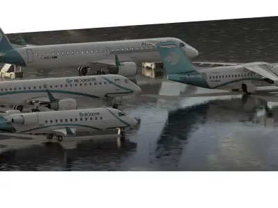 Embraer 190 and e-195 bombardier crj100 and Bae 146 AVRO RJ 85 3D model