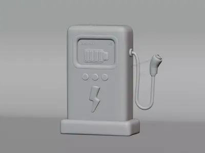 Cartoon Electric Vehicle Charging Station Low-poly 3D model