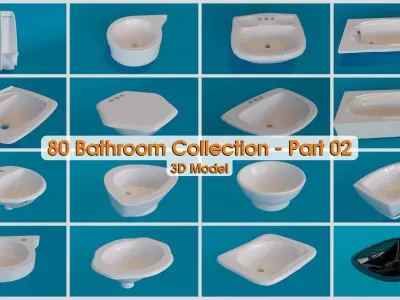 80 Bathroom Collection Part 02 Low-poly 3D model