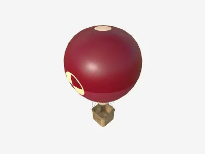 Balloon Hot Air 07 Wine - Aircraft Cartoon Low-poly 3D model