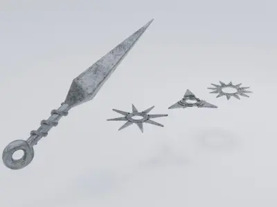 Kunai and Shuriken Free 3D model