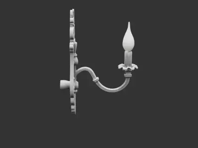 Medieval Iron Wall Lamp Holder Low-poly 3D model