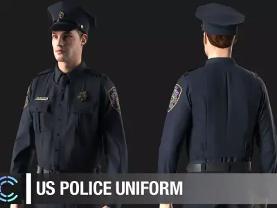 US Police Uniform Marvelous Designer project 3D model