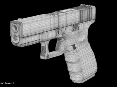 Glock 19 Handle Low-poly 3D model