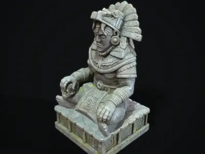 Statue Aztec Quetzalcoatl God Low-poly 3D model