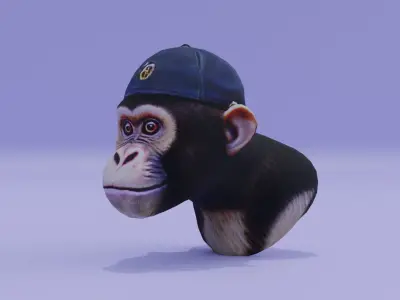 Realistic Monkey Head in a Cap Free low-poly 3D model