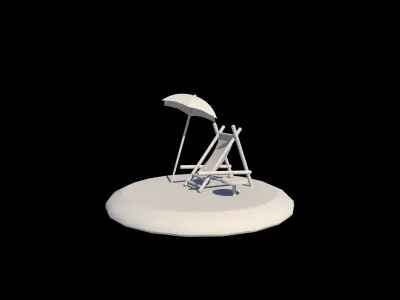 Parasol beach 3d modeiln Low-poly 3D model