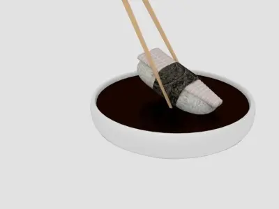 Chopstick Dip Dory Sushi Low-poly 3D model