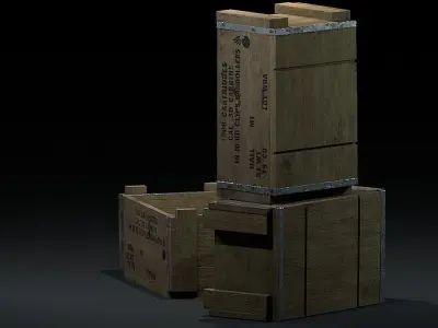 WW2-Crate two wooden boxes Low-poly 3D model