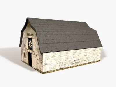 Medieval Wooden Barn Low-poly 3D model