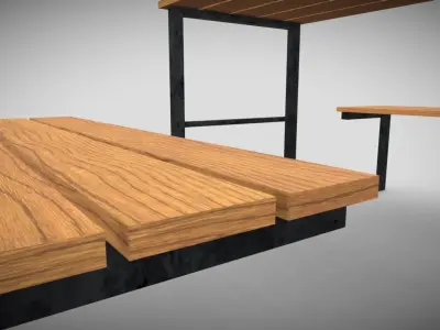 Outdoor Bench Low-poly 3D model 2