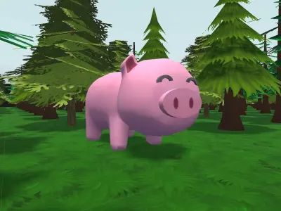 Pig - cartoon style Low-poly 3D model
