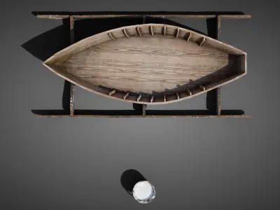 Medieval boatmaker props Low-poly 3D model